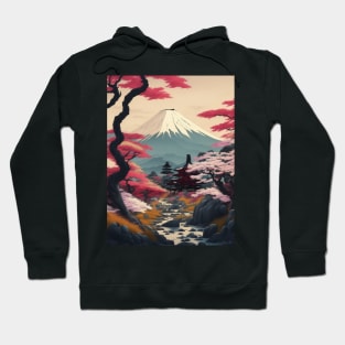 Serene Mount Fuji Sunset - Peaceful River Scenery Hoodie